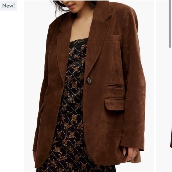 NWT Free People Paper Cut Vegan Suede Blazer - Picture 1 of 9